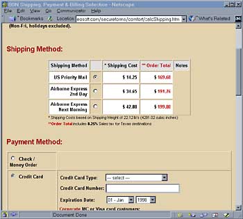 Shipping Selection
