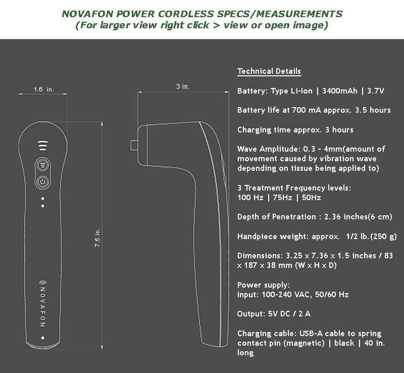 Novafon Power 2.0 Cordless Sonic Massager Acoustic Intrasound
