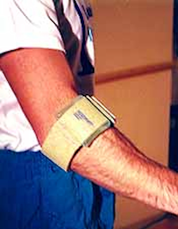 Proper position of Aircast Armband for Tennis Elbow