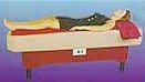 Massage of legs, shown by reversing body position